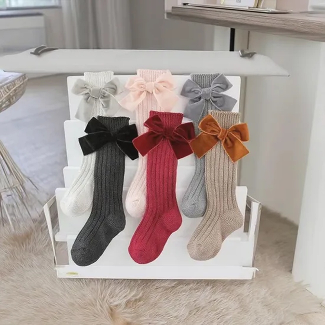 Winter Warm Knee High Baby Girl Socks Kids Princess Socks Knitted Breathable