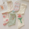 Women Flower Preppy Style Trendy Popular Dress Cute Mesh Crew Socks