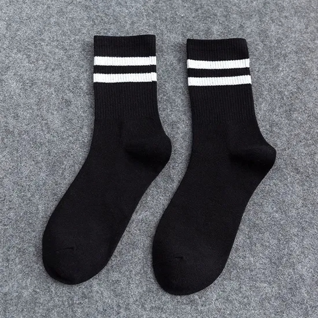 Unisex Women Men Low Price Cotton Stripe Plain Wholesale Crew Socks