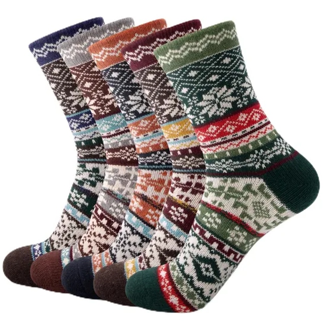 Custom Classic Pattern Winter Warm Thermal Women Crew Wool Socks