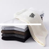 Custom Design Men s Black White Knitting Socks Three Dimensional Embroidery Letter Cute Mid Tube Winter Sports Basketball Socks