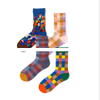 Custom Sports socks breathable anti bacterial Grid pink blue colorful unisex Sports socks