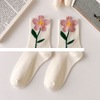 Fashion New Style Combed Cotton Flower Women Socks Custom Design Jacquard Logo Sport Socks