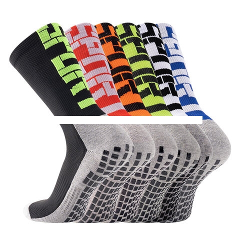 Youth Casual Sporty Polyester Football Socks High Crew Sweat Absorbent Fitness Bottom Print for Outdoor Training