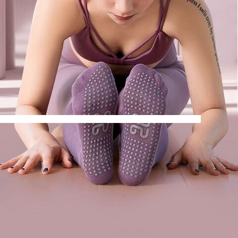 Purple Yoga pressure socks Non slip high elastic cotton Pilates socks cycling socks for women