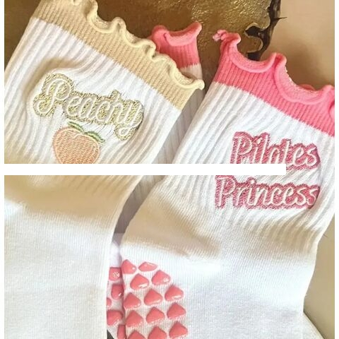High quality gym pilates anti slip socks custom branded frilly ruffle pilates grip socks with logo