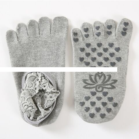 Lace toe socks available in custom color sizes Embroidered logo Yoga socks Comfortable breathable non slip toe socks