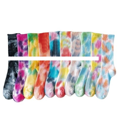 New Design Tie Dye Cotton Socks Street Trend Fashion Sports Socks Gradient Color Personality Socks