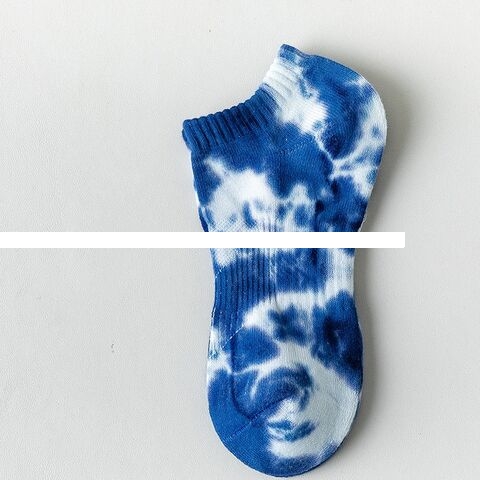 Korean Color Sports Socks Tie Dye Men s Short Socks Shallow Mouth Low Top Non slip Custom Socks
