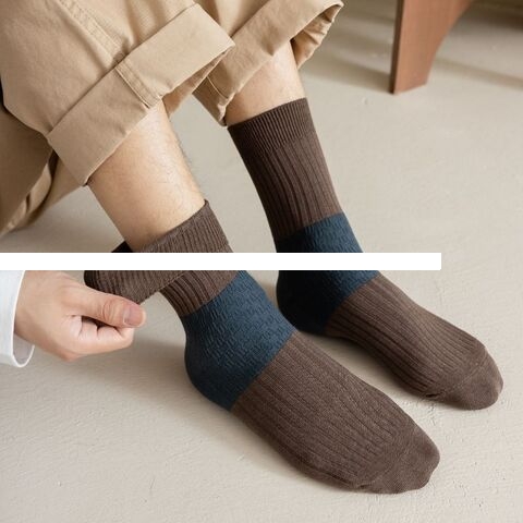 Men s breathable and sweat wicking pentagram embroidered casual mid length socks