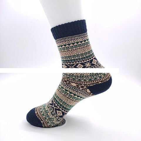 Men s thick and plush mid length warm and odorless woolen cotton socks