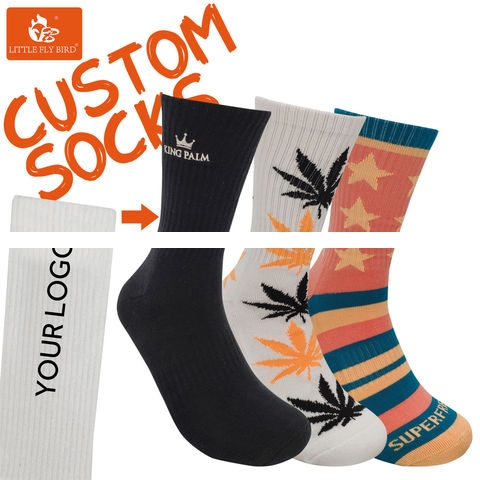 Your Own Fancy Novelty Embroidery Sock Men Pattern Customize Cotton Unisex Crew Logo socks