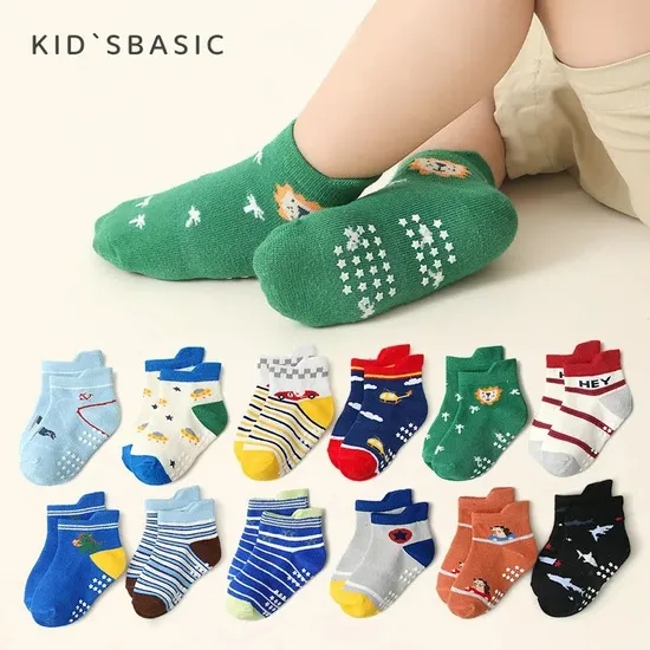 Wholesale 1-7 Years Old Combed Cotton Cartoon Children′s Socks Non-Slip Breathable Kids Cute Fall Prevention Baby Floor Socks