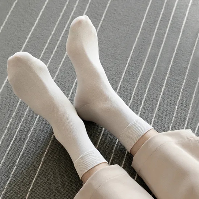 Eco-Friendly Bamboo Fiber Crew Socks for Men - Spring & Summer