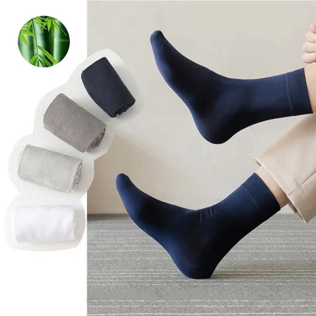 Eco-Friendly Bamboo Fiber Crew Socks for Men - Spring & Summer