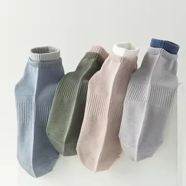 Double Rib Casual Breathable Combed Cotton Business Dress Seamless Ankle Socks