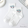White Socks Women MID Ins Small Emoji Graffiti High Value Japanese Short Socks Students Cartoon Sports Socks