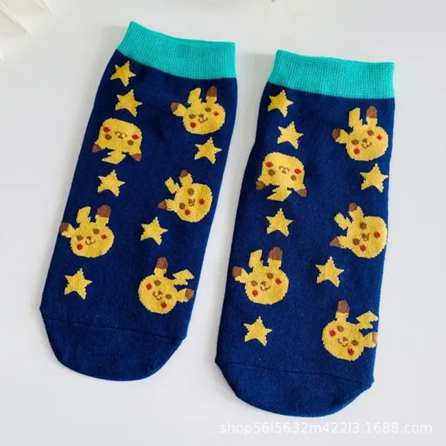 Socks Women′s Cartoon Boat Socks Shallow Summer Breathable Non-Slip Non-Drop Heel Invisible Pikachu Men′s Socks