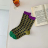 Autumn New Personality Niche Retro Floral Double Needle Double Road Hundreds of Women′s Medium Cotton Socks