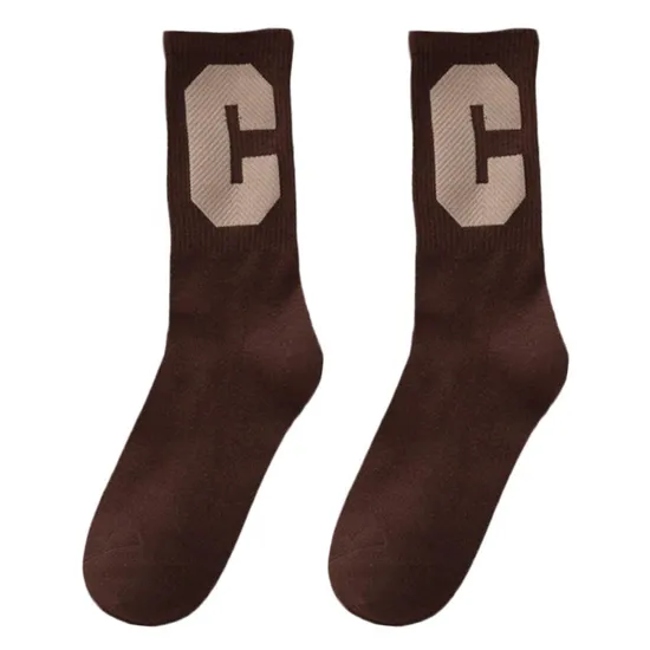 Big C Letter Medium Cotton Socks Winter Pile Socks Spring and Autumn Thin Korean Long Socks Women Socks