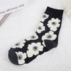 Simple Black and White Floral Design Cute Cow Cotton Socks MID-Calf Trendy Casual Socks