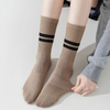 Socks Women′s Autumn and Winter College Style Solid Color Black and White Two Bar Simple Stripe Sports Outer Wear Hundred Long Socks