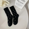 Socks Women′s Letter N Medium Socks Spring Summer Combed Cotton Breathable Thin Simple Outer Long Socks