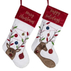 OEM Factory Customization Personalized Christmas Knit White Snowflake Stocking Decorative Christmas Tree Hanging Socks