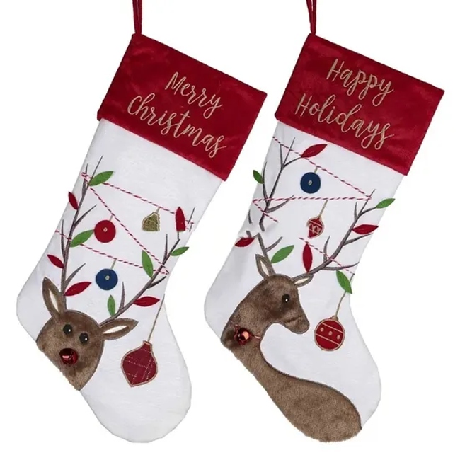 OEM Factory Customization Personalized Christmas Knit White Snowflake Stocking Decorative Christmas Tree Hanging Socks