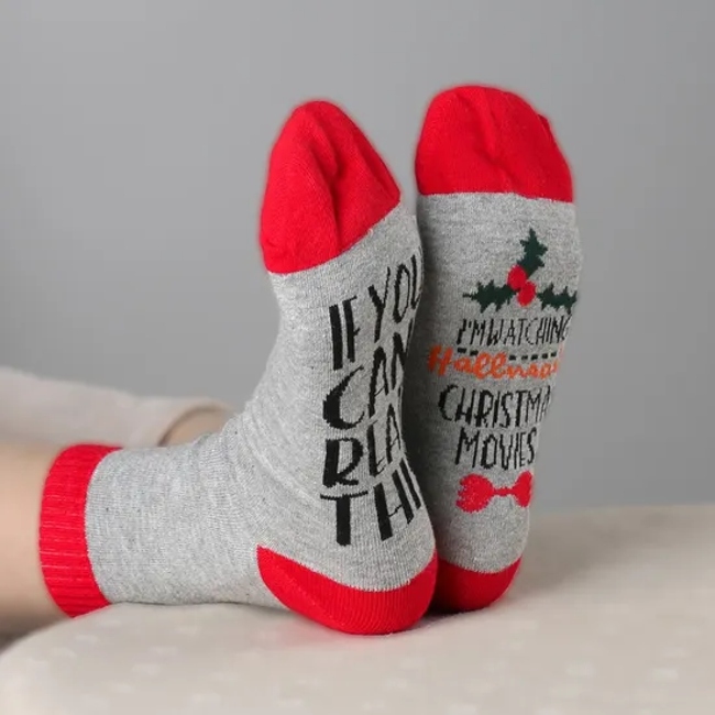 Christmas Socks Snowman Santa Cartoon Holiday Socks Adult Stocking