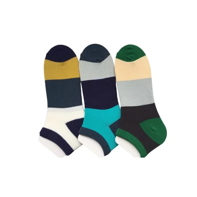 Summer Anti Bacterial Mens Colorful Short Basic Casual Breathable Cool Cotton Stripe Block Trainer Liner Socks