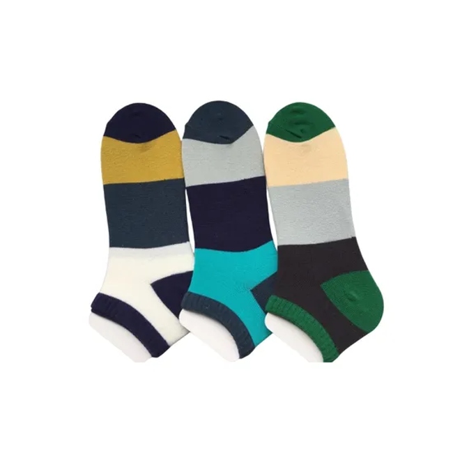 Summer Anti Bacterial Mens Colorful Short Basic Casual Breathable Cool Cotton Stripe Block Trainer Liner Socks