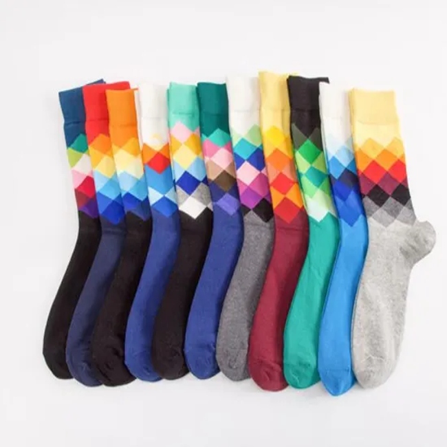 Men Striped Carded Cotton Busniess Socks