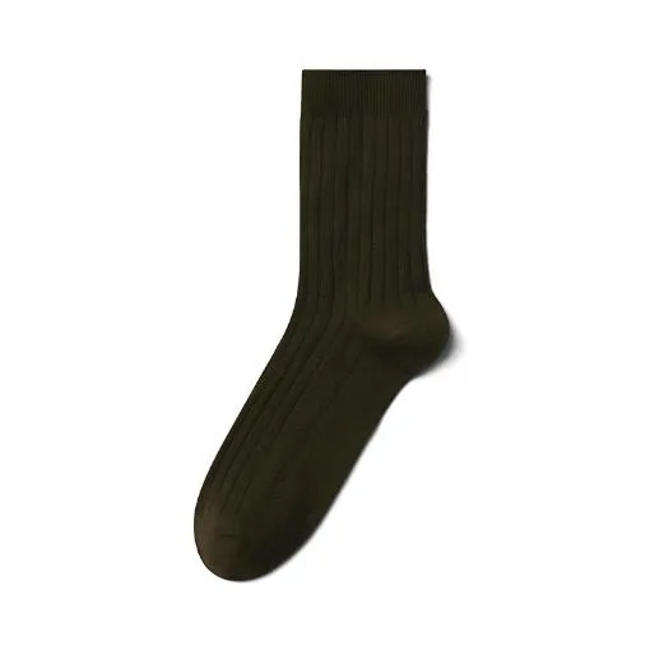 Custom Made Mens Ribbed Mercerized Cotton Business Socks Solid Color Man Crew Socks