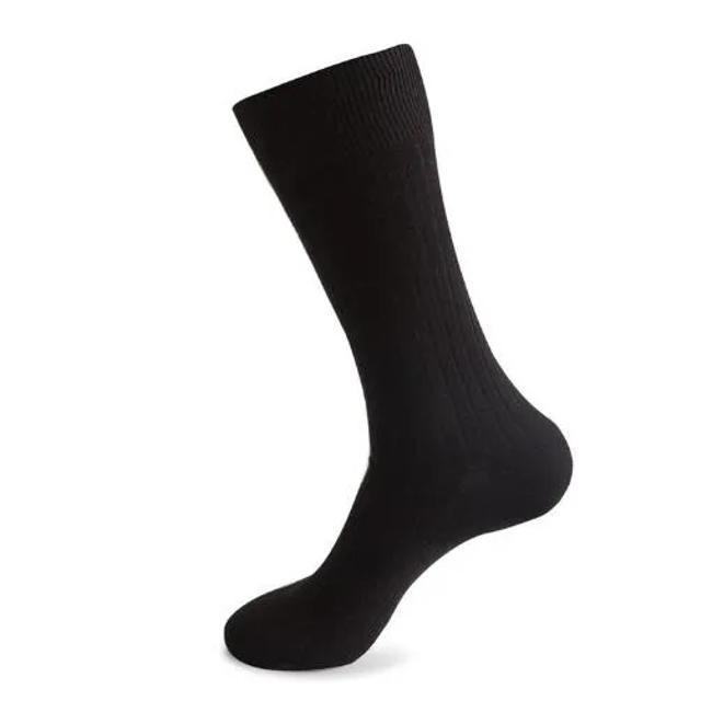 Customized Plain Knit Basic Cotton Black Men Crew Business Bamboo Socks