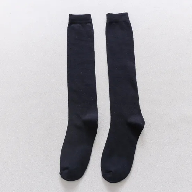 Premium Black Long Cotton Calf Socks for Breathability