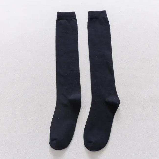 Premium Black Long Cotton Calf Socks for Breathability