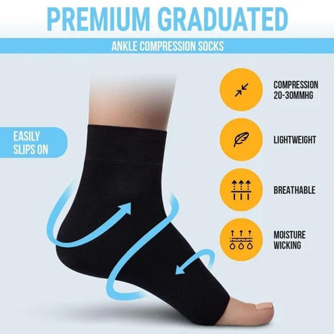 20-30 Mmhg Graduated Pressure Support Plantar Plate Stocking Sport Medical Socks Compression Ankle Strap
