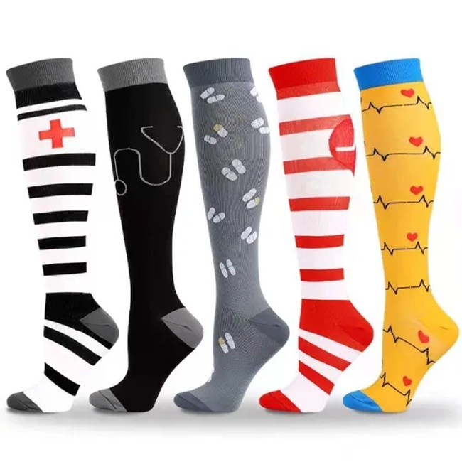 Stock or Customized 200n Jacquard Sports Compression Socks Outdoor Sports Stockings