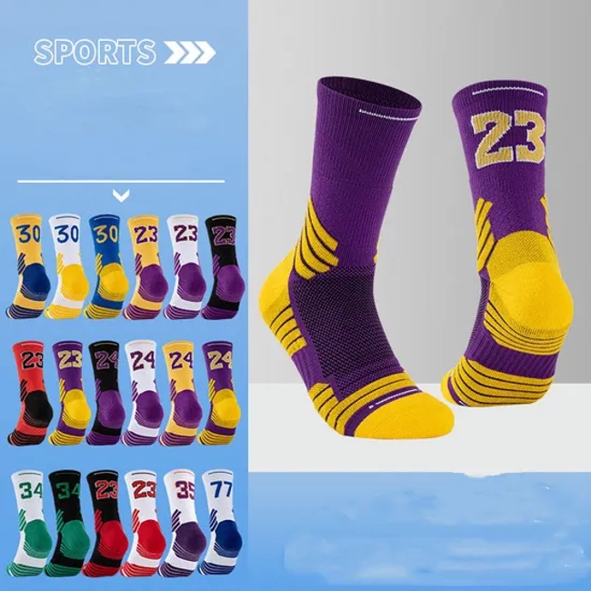 Wholesale Breathable Polyester Custom Logo Cushioned Running Basketball Socks Athletic Sports Crew Socks for Men Women
