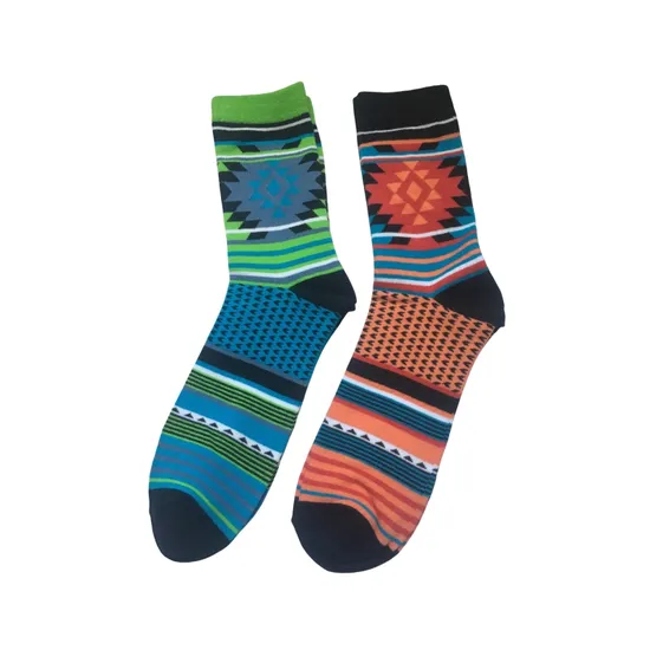 Antibacterial Soft Breathable High Elastic Cotton Colorful Aop Happy Design Men Ankle Crew Socks