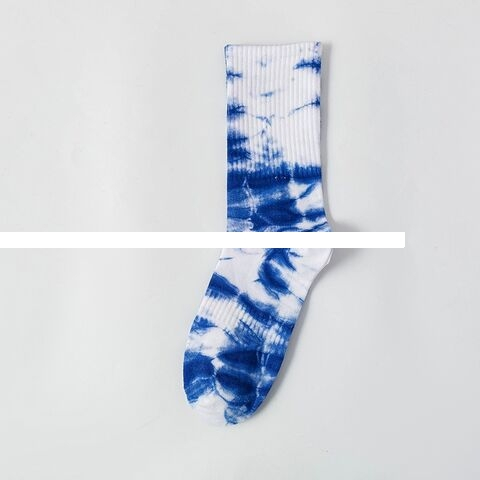 Custom Brand Men s Tie Dye Cotton Socks Knitted High Crew One Size Fits All for Summer Sports Logo on Cuff