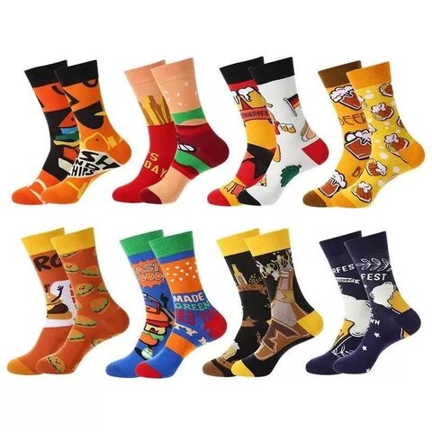 Modern Unisex Trendy Literature Fashion Socks Comfortable Cotton Crew Custom Made Durable for Spring Season with Logo on Bottom