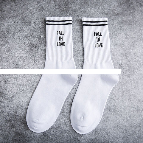 High quality Personality Cozy Warm Hip Hop Street Style Custom Letter Socks logo Ribbed Crew socks