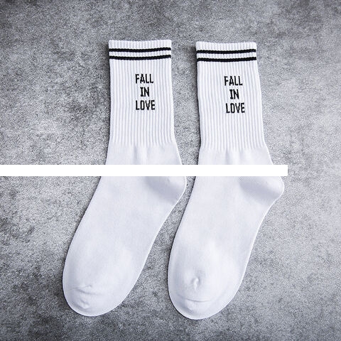 High quality Personality Cozy Warm Hip Hop Street Style Custom Letter Socks logo Ribbed Crew socks