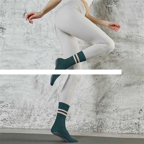 Factory Cheap Ginger All Season Cotton Anti Slip Compressed Two Strips Tube Pilates Daily Sports Socks