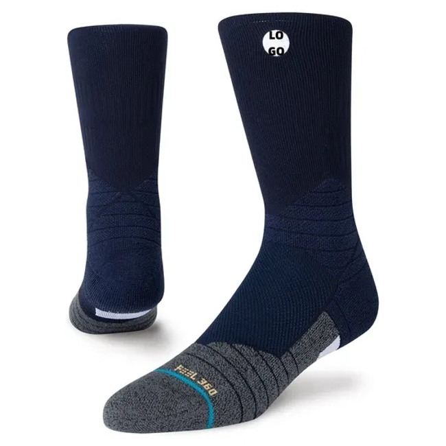 Custom Design Icon Super Durable Comfortable Grip Compression White Knitted Basketball Socks