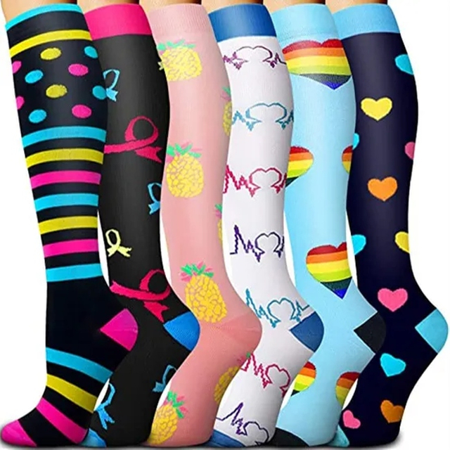 Custom Design Unisex Cotton Compression Socks Fancy Calcetin Cycling Sport Athletic Custom Compression Socks