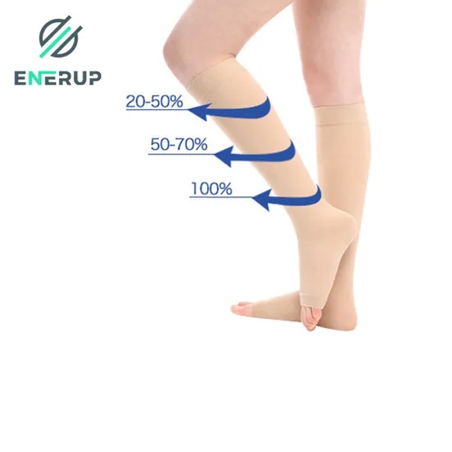 Enerup Nylon Socks Medical Compression Stocks Knee High Socks Open-Toe