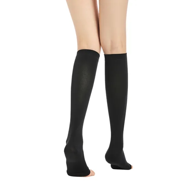 Best Post Surgical Socks Medical Grade II Ankle-Length Shapewear Socks with Toe Exposed Medical Leg Sleeve Calf Stocking Women Compression Garments